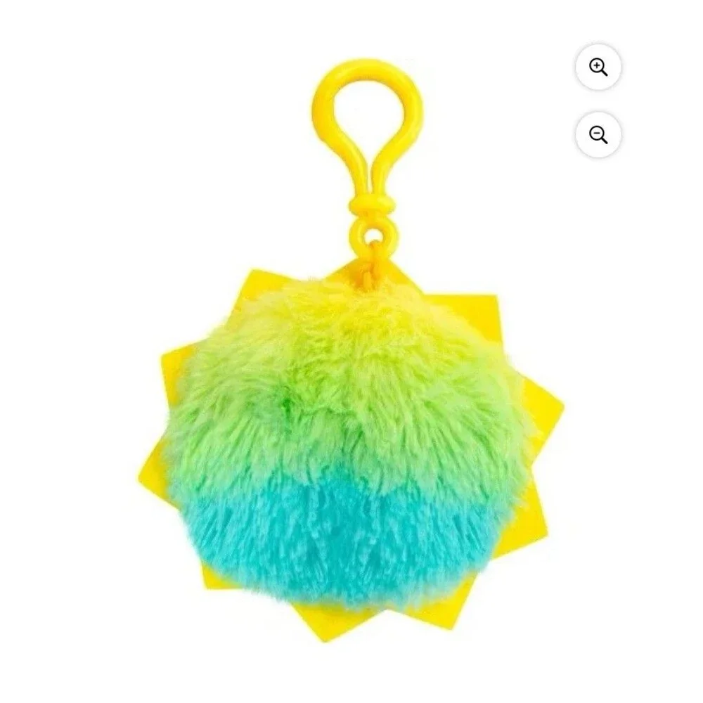 TOMY Peeky Pops Sun-Sational Plush Keychain Fidget Clip Rainbow Yellow 2023